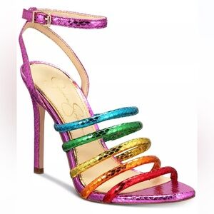 Jessica Simpson Rainbow Strappy Heels – Size 8.5, 4” Heel, Comes with Box